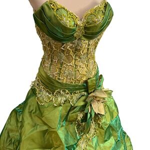 Galit Couturier Iridescent Green Corset Ball Gown Fairy Prom Gala Dress XS (0)